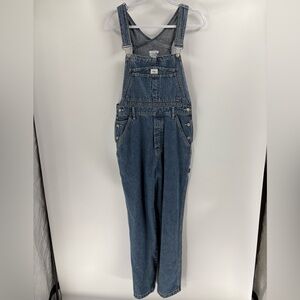 Calvin Klein 90s 2000s Y2K wide leg bib CK Jean denim blue overalls size small